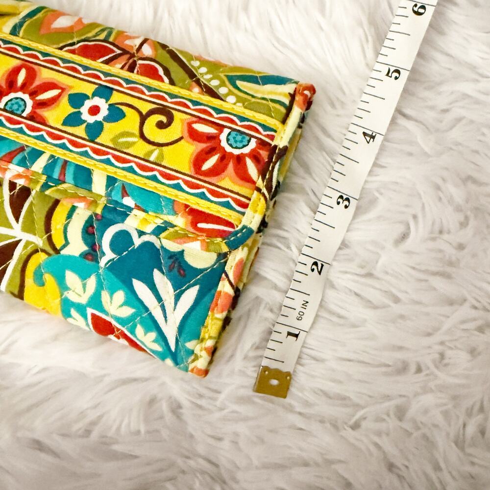 VERA BRADLEY | Provencal Euro Wallet Yellow Teal Red Multi Paisley Tri-fold - Picture 9 of 10